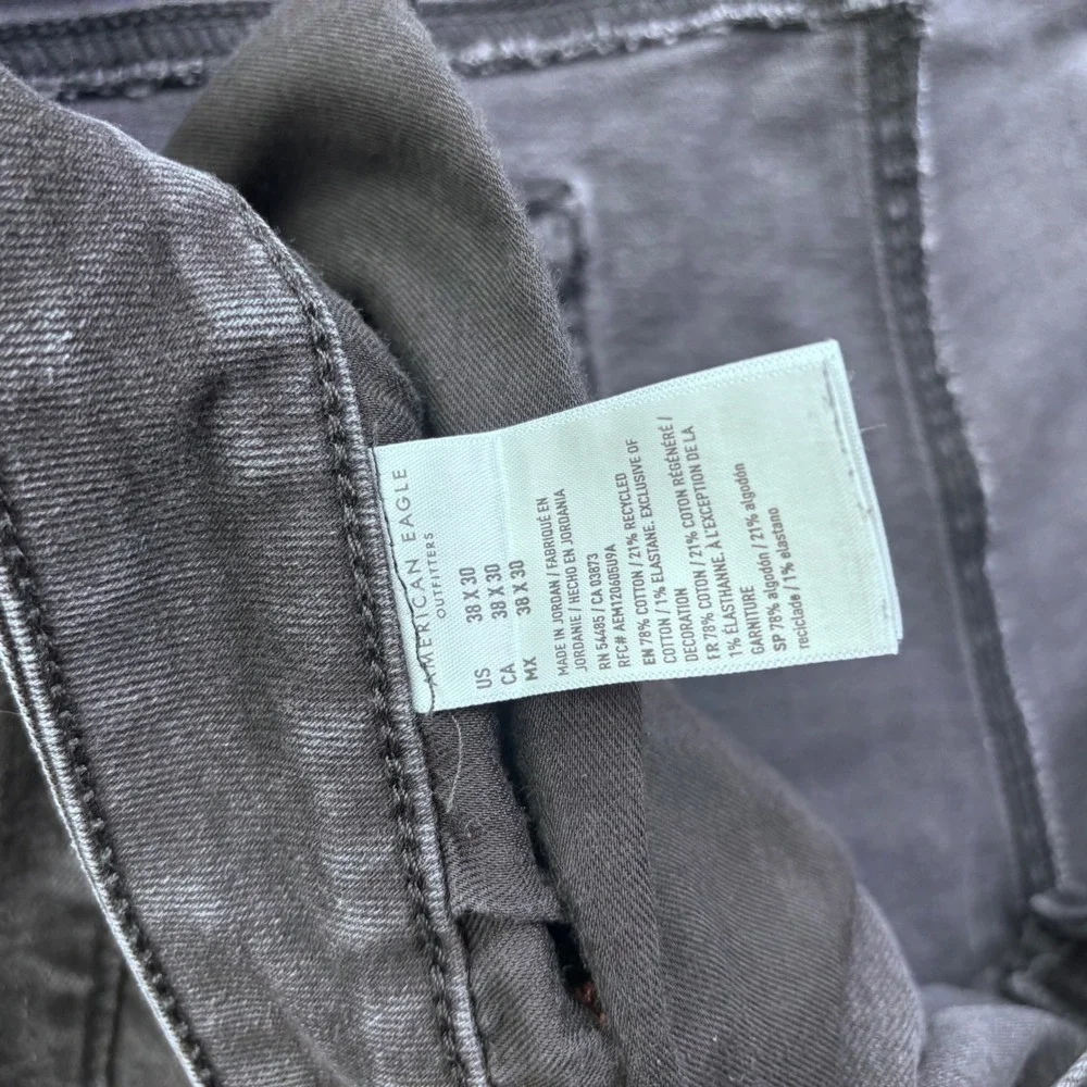 American Eagle Mens Original Straight AirFlex+ Jeans Gray 38x30